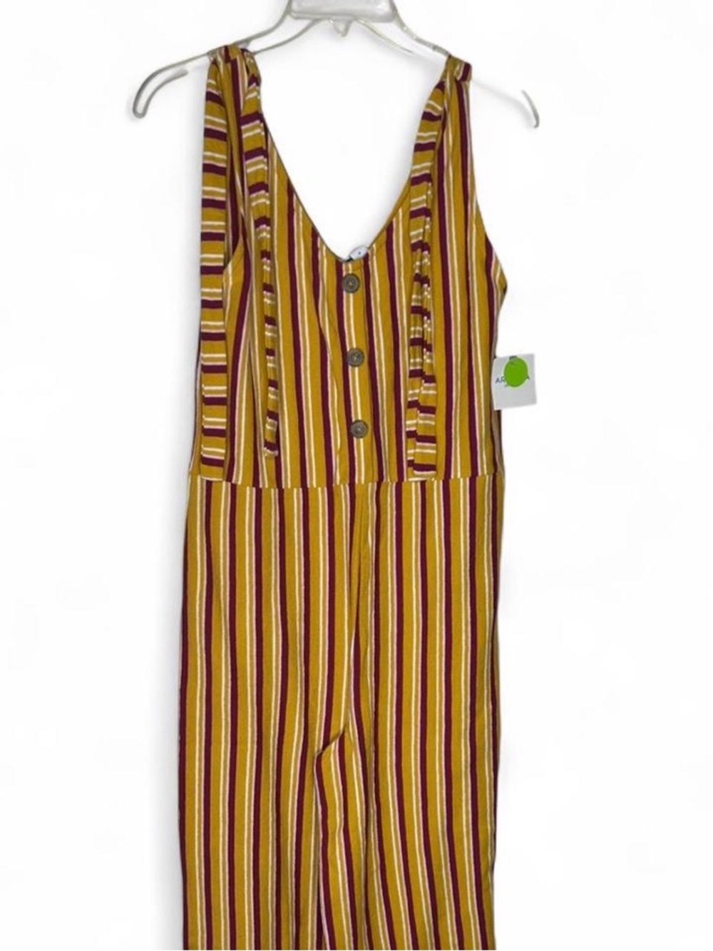 Women’s Striped Jumpsuit - Yellow & Burgundy